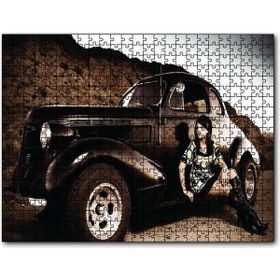 Cakapuzzle Eski Model Araba ile Kız 500 Parça Puzzle