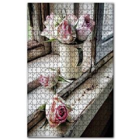 Cakapuzzle Eski Pencere Kenarında Pembe Güller Ahşap 255 Parça Puzzle