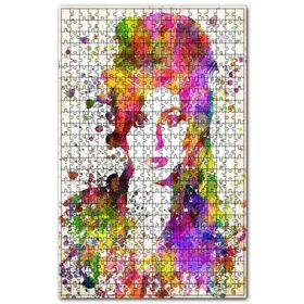 Cakapuzzle Eski Renkli Amy Winehouse Art Görseli Ahşap 1000 Parça Puzzle
