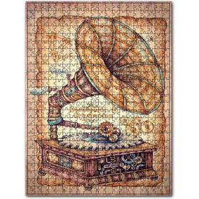 Cakapuzzle Eski Steampunk Gramofonu Görseli Ahşap 1000 Parça Puzzle