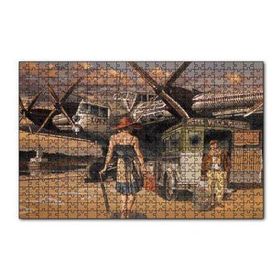 Cakapuzzle Eski Uçak Deniz Feneri ve Genç Kadın Yolcu 120 Parça Ahşap Puzzle