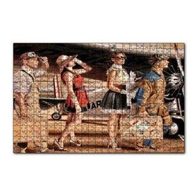 Cakapuzzle Eski Uçak Pilotlar ve Kadın Yolcular 120 Parça Ahşap Puzzle