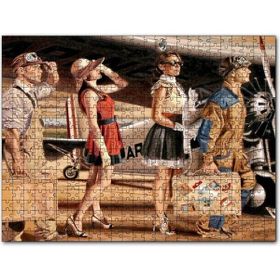 Cakapuzzle Eski Uçak Pilotlar ve Kadın Yolcular Mdf 1000 Parça Puzzle