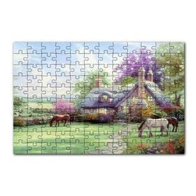 Cakapuzzle Evi ve Atlar Doğa 120 Parça Ahşap Puzzle