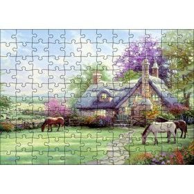 Cakapuzzle Evi ve Atlar Doğa 120 Parça Ahşap Puzzle