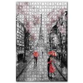 Cakapuzzle Eyfel Binalar ve Kırmızı Şemsiyeli Çiftler Ahşap 255 Parça Puzzle