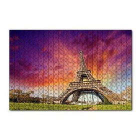 Cakapuzzle Eyfel Kulesi Gün Batımı Turuncu Kırmızı 120 Parça Ahşap Puzzle