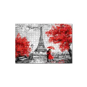 Cakapuzzle Eyfel Kulesi Kırmızı Ağaçlar Kırmızı Şemsiyeli Çift 1000 Parça Puzzle