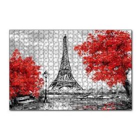 Cakapuzzle Eyfel Kulesi ve Kırmızı Yapraklı Ağaçlar 120 Parça Ahşap Puzzle