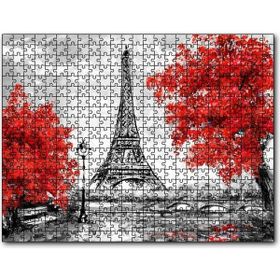 Cakapuzzle Eyfel Kulesi ve Kırmızı Yapraklı Ağaçlar 120 Parça Puzzle