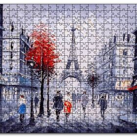 Cakapuzzle Eyfel Kulesi ve Paris Sokaklarında İnsanlar Mdf 120 Parça Puzzle