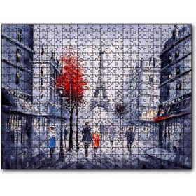 Cakapuzzle Eyfel Kulesi ve Paris Sokaklarında İnsanlar Mdf 120 Parça Puzzle