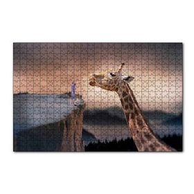 Cakapuzzle Fantastik Dev Zürafa ve Küçük Çocuk 120 Parça Ahşap Puzzle