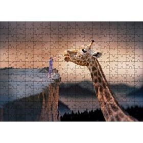 Cakapuzzle Fantastik Dev Zürafa ve Küçük Çocuk 120 Parça Ahşap Puzzle