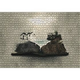 Cakapuzzle Fantastik Kitap Sayfaları Üstünde Eski Evler Mdf 1000 Parça Puzzle