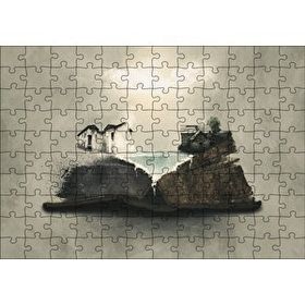 Cakapuzzle Fantastik Kitap Sayfaları Üstünde Eski Evler Mdf 120 Parça Puzzle