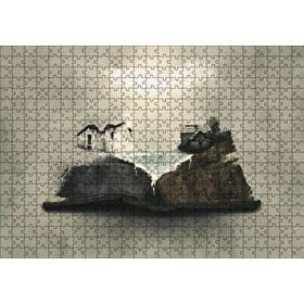 Cakapuzzle Fantastik Kitap Sayfaları Üstünde Eski Evler Mdf 500 Parça Puzzle