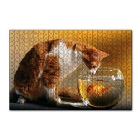 Cakapuzzle Fanustaki Balık ve İzleyen Kedi 120 Parça Ahşap Puzzle