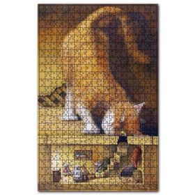 Cakapuzzle Fare Evini Dikizleyen Sarı Kedi Ahşap 255 Parça Puzzle