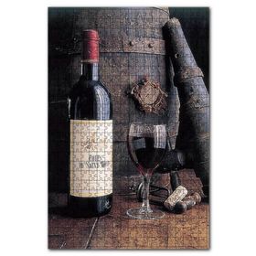 Cakapuzzle Fıçı Şarap Şişesi ve Dolu Kadeh Ahşap 1000 Parça Puzzle