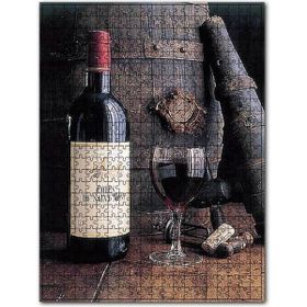 Cakapuzzle Fıçı Şarap Şişesi ve Dolu Kadeh Ahşap 255 Parça Puzzle
