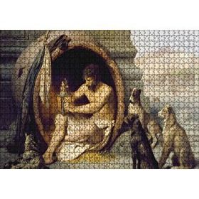 Cakapuzzle Fıçının İçindeki Diogenes ve Köpekler 120 Parça Ahşap Puzzle