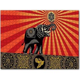 Cakapuzzle Fil Kuş ve Tribal Desenler Mdf 120 Parça Puzzle