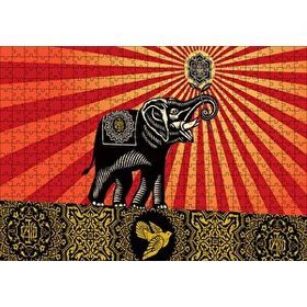 Cakapuzzle Fil Kuş ve Tribal Desenler Mdf 500 Parça Puzzle