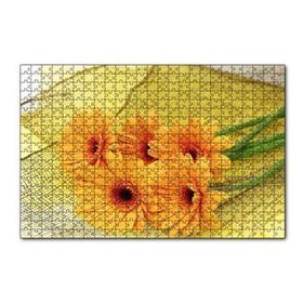 Cakapuzzle File Üzerinde Turuncu Papatya Demeti Görseli 120 Parça Ahşap Puzzle