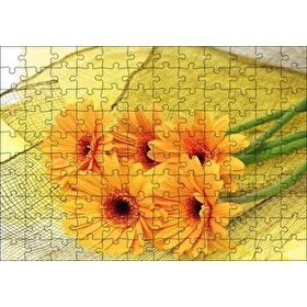 Cakapuzzle File Üzerinde Turuncu Papatya Demeti Görseli 120 Parça Ahşap Puzzle