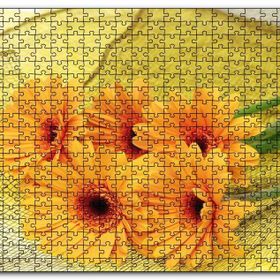Cakapuzzle File Üzerinde Turuncu Papatya Demeti Görseli Mdf 120 Parça Puzzle