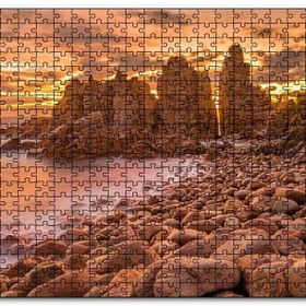 Cakapuzzle Filipinler Kayalık Sahilde Günbatımı Bulutlu Mdf 255 Parça Puzzle