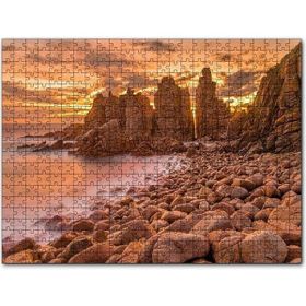 Cakapuzzle Filipinler Kayalık Sahilde Günbatımı Bulutlu Mdf 255 Parça Puzzle