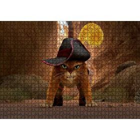 Cakapuzzle Film Çizmeli Kedi Görseli Mdf 1000 Parça Puzzle