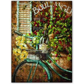 Cakapuzzle Fırın Önünde Bisiklet Sepet Şarap Çiçek Ahşap 255 Parça Puzzle