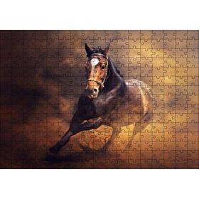 Cakapuzzle Fırtına İçinde Kahve Rengi At Görseli 120 Parça Ahşap Puzzle