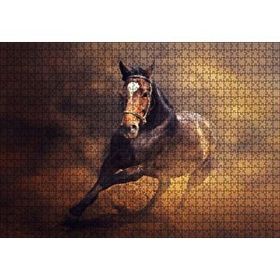 Cakapuzzle Fırtına İçinde Kahve Rengi At Görseli 120 Parça Ahşap Puzzle