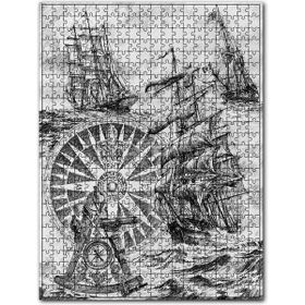 Cakapuzzle Fırtına Içinde Yelkenli Gemiler Dev Pusula Parçası 500 Parça Yapboz Mdf Puzzle