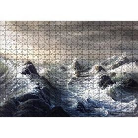 Cakapuzzle Fırtınada Dalgalı Okyanus ve Bulutlar 120 Parça Ahşap Puzzle