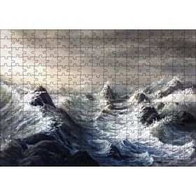 Cakapuzzle Fırtınada Dalgalı Okyanus ve Bulutlar 120 Parça Ahşap Puzzle