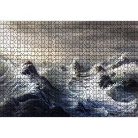 Cakapuzzle Fırtınada Dalgalı Okyanus ve Bulutlar 120 Parça Ahşap Puzzle