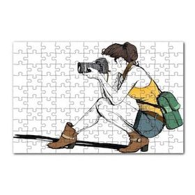 Cakapuzzle Fotoğraf Çeken Şortlu Gezgin Kız 120 Parça Ahşap Puzzle
