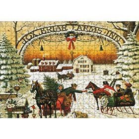 Cakapuzzle Fox Briar Çiftliği Yılbaşında İnsanlar 120 Parça Ahşap Puzzle