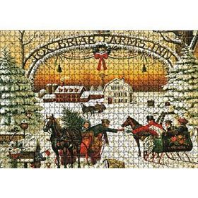Cakapuzzle Fox Briar Çiftliği Yılbaşında İnsanlar 120 Parça Ahşap Puzzle
