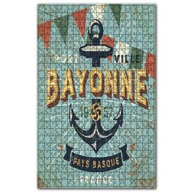 Cakapuzzle Fransa Bayonne Şehri ve Çapa Görseli Ahşap 1000 Parça Puzzle