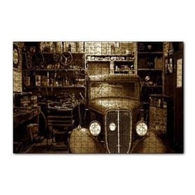 Cakapuzzle Garajdaki Antika Araba Sepya Resim 120 Parça Ahşap Puzzle
