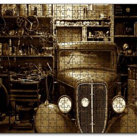 Cakapuzzle Garajdaki Antika Araba Sepya Resim Mdf 120 Parça Puzzle