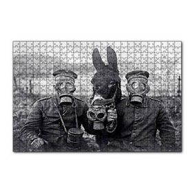 Cakapuzzle Gaz Maskeli Askerler ve Eşek SB 120 Parça Ahşap Puzzle