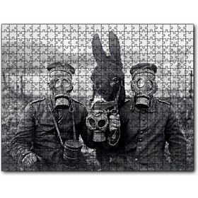Cakapuzzle Gaz Maskeli Askerler ve Eşek Sb Mdf 1000 Parça Puzzle