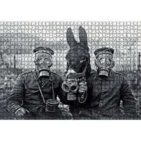Cakapuzzle Gaz Maskeli Askerler ve Eşek Sb Mdf 1000 Parça Puzzle
